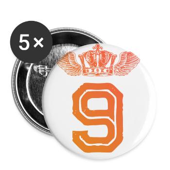 9 Zahl Krone - Buttons groß 56 mm (5er Pack) - Weiß - Vorne