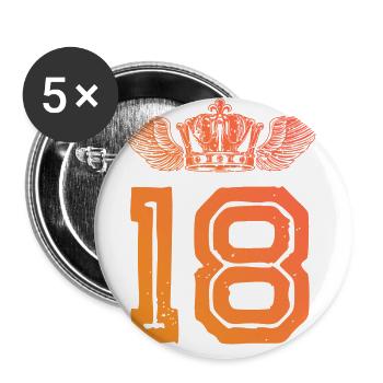 18 Zahl Krone - Buttons groß 56 mm (5er Pack) - Weiß - Vorne