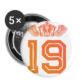 19 Couronne numérique - Lot de 5 grands badges (56 mm) - blanc - Devant