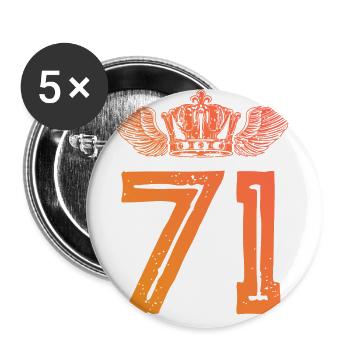 71 Zahl Krone - Buttons groß 56 mm (5er Pack) - Weiß - Vorne