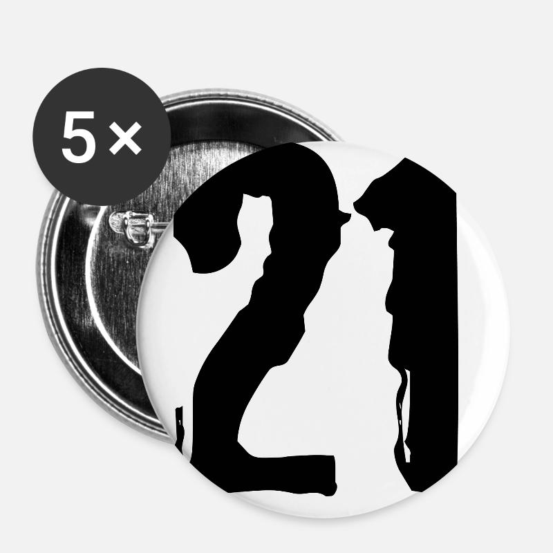 Maillot à 21 chiffres - Lot de 5 grands badges (56 mm) - blanc