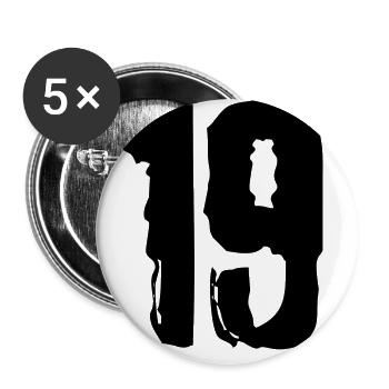 19 Zahl Trikot - Buttons groß 56 mm (5er Pack) - Weiß - Vorne