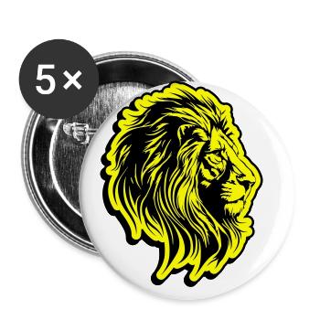 Symbole de tête de lion lion - Lot de 5 grands badges (56 mm) - blanc - Devant
