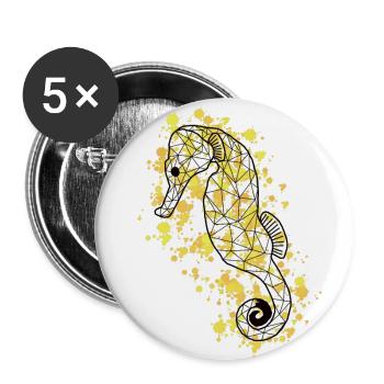 Seahorsee GeomeTRIX bunt - Buttons groß 56 mm (5er Pack) - Weiß - Vorne