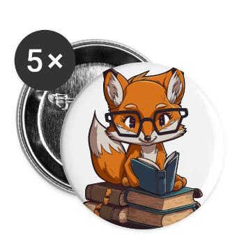 Intelligenter Fuchs - Buttons groß 56 mm (5er Pack) - Weiß - Vorne