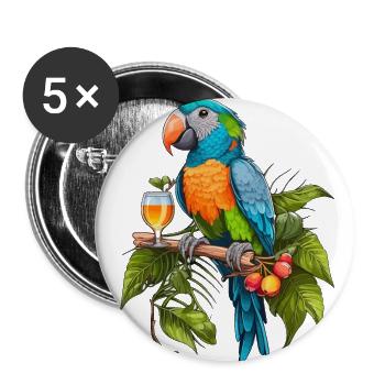 Fête des perroquets - Lot de 5 grands badges (56 mm) - blanc - Devant