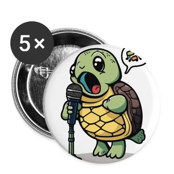Jokester Turtle - Buttons large 2.2''/56 mm (5-pack) - white - Front