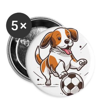 Soccer Pup - Lot de 5 grands badges (56 mm) - blanc - Devant