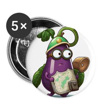 Auberginen-Expeditionen - Buttons groß 56 mm (5er Pack) - Weiß - Vorne