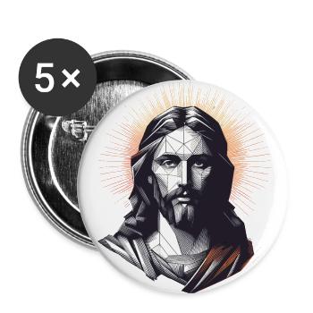 Jesus Vektor Polygon Christus Kopf Religion - Buttons groß 56 mm (5er Pack) - Weiß - Vorne