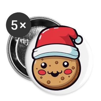 Bande dessinée de Noël biscuit - Lot de 5 grands badges (56 mm) - blanc - Devant