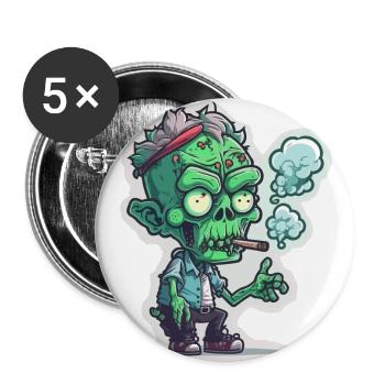 Pause fumée zombie - Lot de 5 grands badges (56 mm) - blanc - Devant