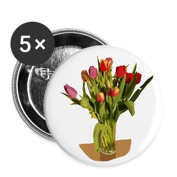 Tulpen - Buttons groß 56 mm (5er Pack) - Weiß - Vorne