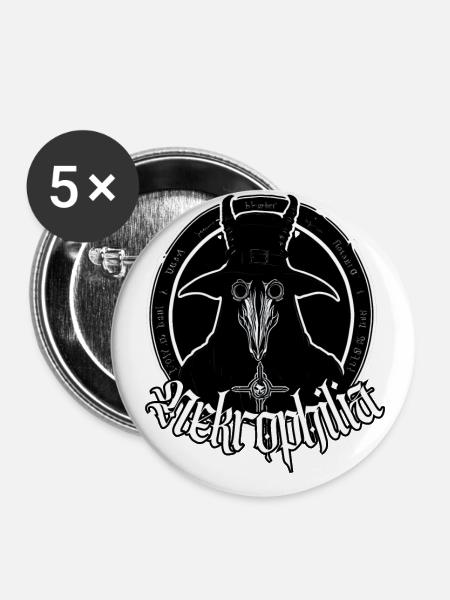 Pest Liebe Rabenmaske - Buttons groß 56 mm (5er Pack) - Weiß