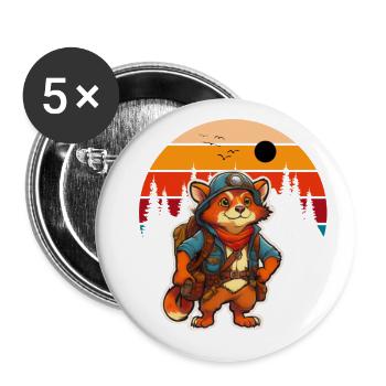 Abenteuer Zeichentrick Cartoon - Buttons groß 56 mm (5er Pack) - Weiß - Vorne