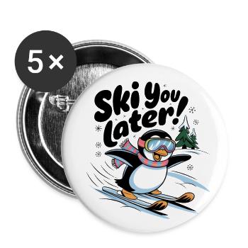 Skifahren Sie später - Buttons groß 56 mm (5er Pack) - Weiß - Vorne