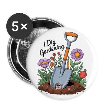 Ich stehe auf Gartenarbeit - Buttons groß 56 mm (5er Pack) - Weiß - Vorne