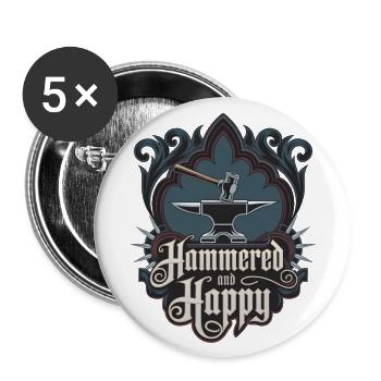 Hammered And Happy - Buttons large 2.2''/56 mm (5-pack) - white - Front