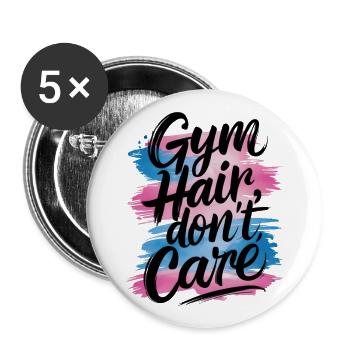Les cheveux de gym ne s’en soucient pas - Lot de 5 grands badges (56 mm) - blanc - Devant