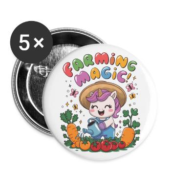 Magie auf dem Bauernhof! - Buttons groß 56 mm (5er Pack) - Weiß - Vorne