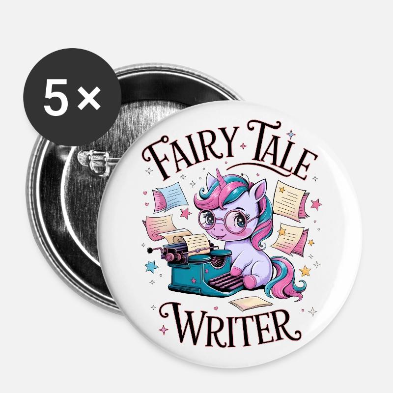 Fairy Tale Writer - Buttons large 2.2''/56 mm (5-pack) - white