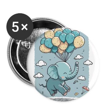 Dreams Take Flight: An Elephant Soaring with Ballo - Buttons large 2.2''/56 mm (5-pack) - white - Front