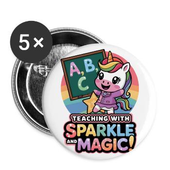 Enseigner avec de l’éclat et de la magie ! - Lot de 5 grands badges (56 mm) - blanc - Devant