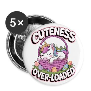 Niedlichkeit überladen - Buttons groß 56 mm (5er Pack) - Weiß - Vorne