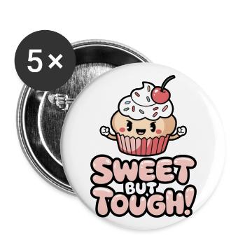 Süß, aber hart! - Buttons groß 56 mm (5er Pack) - Weiß - Vorne