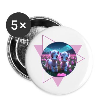 Deux poneys mignons - Lot de 5 grands badges (56 mm) - blanc - Devant