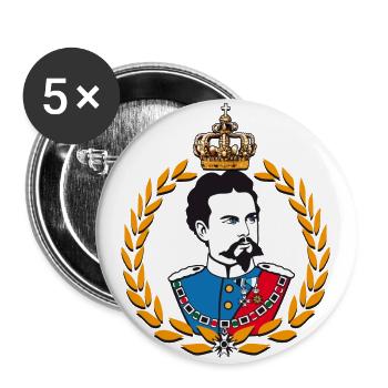Ludwig of Bavaria - laurels and crown - Buttons large 2.2''/56 mm (5-pack) - white - Front