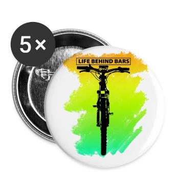 Life behind bars gift for pedal & steering wheel fans - Buttons large 2.2''/56 mm (5-pack) - white - Front