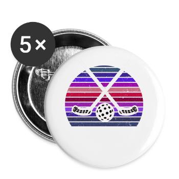 Floorball & Unihockey Geschenk für Hockey Freunde - Buttons groß 56 mm (5er Pack) - Weiß - Vorne