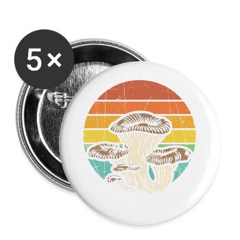 Pilze Freunde Geschenk Wald Pilze finden & sammeln - Buttons groß 56 mm (5er Pack) - Weiß - Vorne