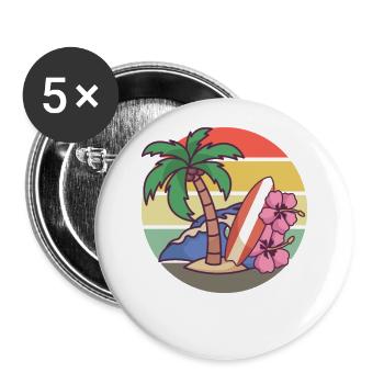 Surf Surfcamp Cours de surf Roadtrip Surfgirl - Lot de 5 grands badges (56 mm) - blanc - Devant
