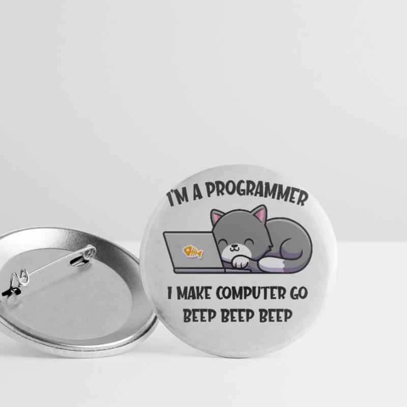 Computer cat programmer funny computer scientist Buttons large 2.2''/56 mm (5-pack)