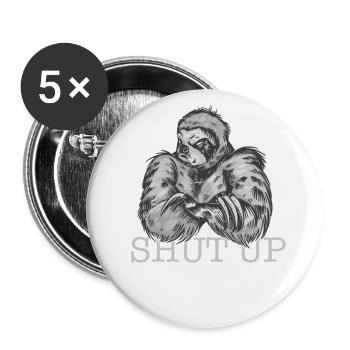 Bad Sloth Shut up - Buttons large 2.2''/56 mm (5-pack) - white - Front