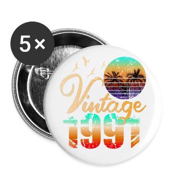 Retro Vintage 1991 - Buttons large 2.2''/56 mm (5-pack) - white - Front