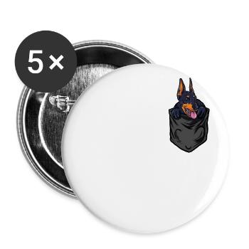 Pocket Doberman Amoureux de chien - Lot de 5 grands badges (56 mm) - blanc - Devant