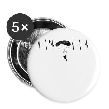 Fallschirm Herzschlag Fallschirmsprung Skydiving - Buttons groß 56 mm (5er Pack) - Weiß - Vorne