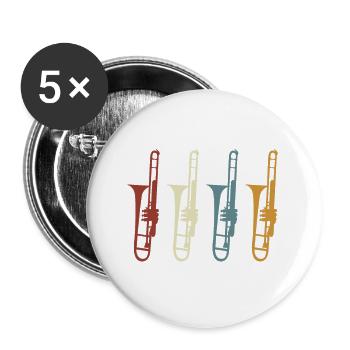 Trombone rétro vintage & trombonist - Lot de 5 grands badges (56 mm) - blanc - Devant