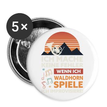 Ich mache keine Fehler, wenn ich Waldhorn spiele - Buttons groß 56 mm (5er Pack) - Weiß - Vorne