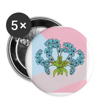 Vintage Blumen Orchideen Bunt - Buttons groß 56 mm (5er Pack) - Weiß - Vorne