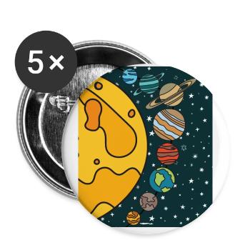 Astronomie Système solaire Planètes - Lot de 5 grands badges (56 mm) - blanc - Devant
