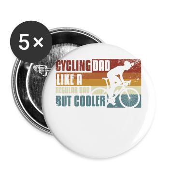 Bike dad, just much cooler - Buttons large 2.2''/56 mm (5-pack) - white - Front