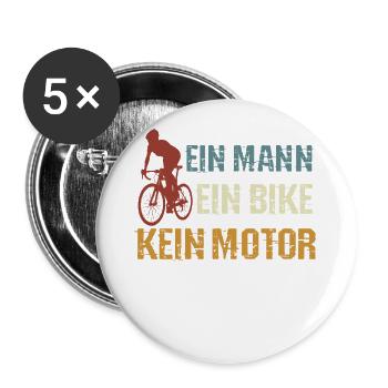 Rennrad, ein Mann, ein Bike, kein Motor - Buttons groß 56 mm (5er Pack) - Weiß - Vorne