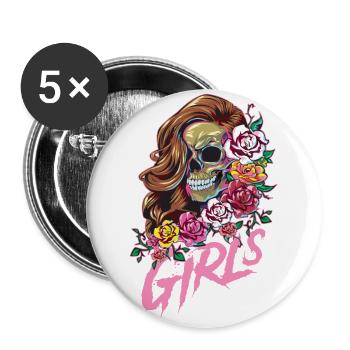Girls tour squelettique - Lot de 5 grands badges (56 mm) - blanc - Devant