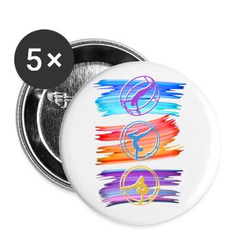 Roue du Rhône colorée avec gymnastique rhénane - Lot de 5 grands badges (56 mm) - blanc - Devant