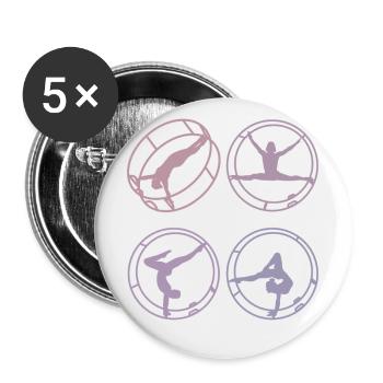Roue du Rhône colorée avec gymnastique rhénane - Lot de 5 grands badges (56 mm) - blanc - Devant