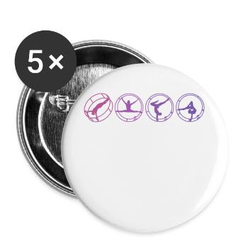 Roue du Rhône colorée avec gymnastique rhénane - Lot de 5 grands badges (56 mm) - blanc - Devant